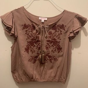 A’GACI brown patterned blouse